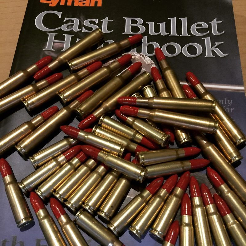 Powder coated cast bullets.